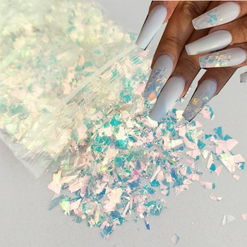 Holográfico AB Unhas de Glitter Floco de Casca Brilhante Lantejoulas Irregular Paillette DIY Gel polonês Manicure Nail Art e Decorações