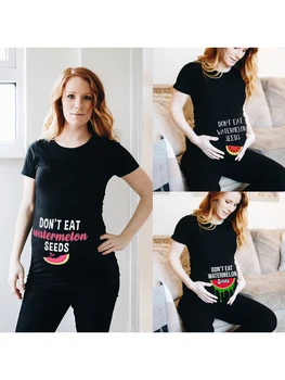 Não Comer Melancia Sementes de Maternidade Camiseta Melancia Impressão de Gráfico Engraçado Grávida Roupas 2020 Nova Gravidez, T-Shirts