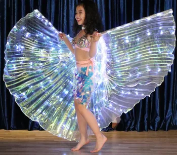 Dança de Fadas Dança do Ventre LED Anjo de Asas de Isis branco Dançando Luminosa Asas Figurinos de Espetáculos de Palco Borboleta crianças, Crianças Meninas