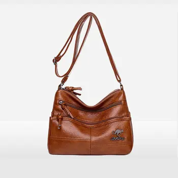 2021 Novo Canguru Marca de Luxo Feminino Bolsa de Ombro Vintage Messenger Bag Letra em Relevo mulher Bolsa de Dividir Crossbody Sacos