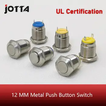 12mm de metal botão de pressão à prova de água com Certificação UL momentânea pequeno interruptor de botão de pressão