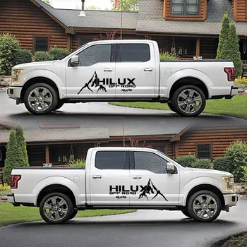 Doordash 2Pcs de Montanha Aventureiros Gráficos Hilux Revo Vigo Adesivo para o Caminhão do Lado da Linha de Cintura Decoração Carro HILUX Película de Vinil