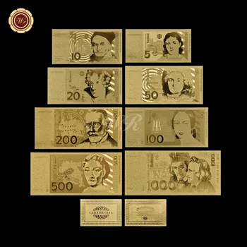 Alemanha em Ouro das Notas do Conjunto de Puro Ouro Chapeado 5.10.20.50.100.200.500 1000 Marca alemão Dinheiro de Papel UNC Bill Presente