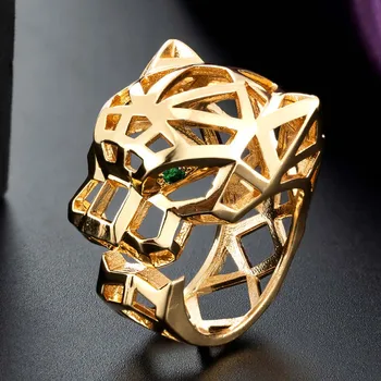 Zlxgirl Nova Declaração de Moda Grande Anel Animal Para Mulheres Garota Jóia do Partido Duabi de Ouro, Cor de Oca Leopard Abrir o anel de dedo do anel
