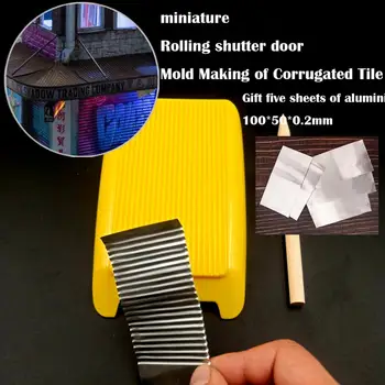 miniatura do obturador de Rolamento porta Moldes de papelão Ondulado Telha Sandpan de arquitetura da Paisagem de DIY artesanais de materiais de
